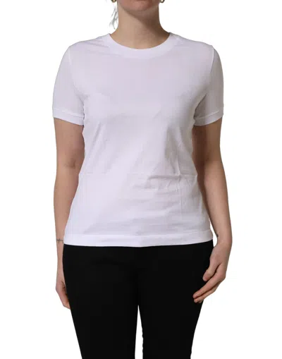 Pre-owned Dolce & Gabbana White Cotton Round Neck Short Sleeves Women's T-shirt ()