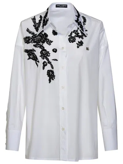 Dolce & Gabbana White Cotton Shirt In Bianco Ottico