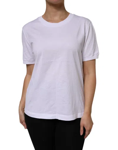 Pre-owned Dolce & Gabbana White Cotton Short Sleeve Round Neck Women's T-shirt ()
