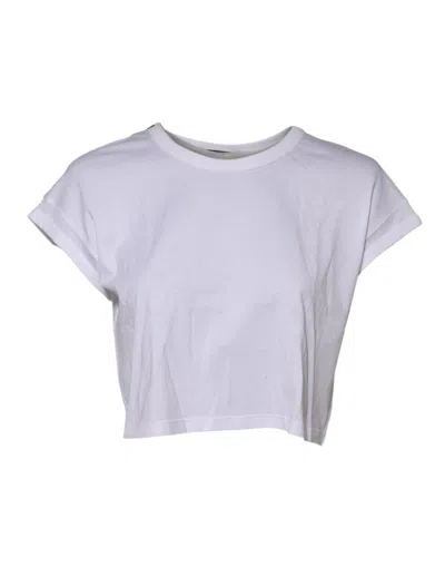 Pre-owned Dolce & Gabbana White Cotton Short Sleeves Cropped Women's T-shirt ()