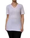 Dolce & Gabbana White Cotton Short Sleeve V-neck Top T-shirt In White