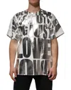 Dolce & Gabbana White Cotton Silver Metallic Slogan Print T-shirt In Multi
