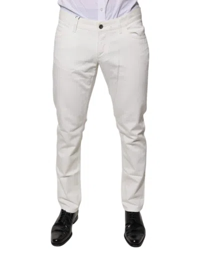 Pre-owned Dolce & Gabbana White Cotton Skinny Denim Men's Jeans ()