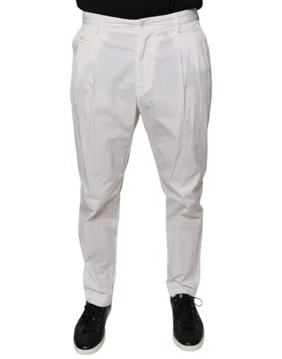 Pre-owned Dolce & Gabbana White Cotton Skinny Dress Men's Pants ()