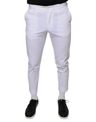 Pre-owned Dolce & Gabbana White Cotton Skinny Dress Men's Pants ()