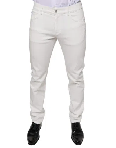 Dolce & Gabbana White Cotton Skinny Slim Men Denim Men's Jeans