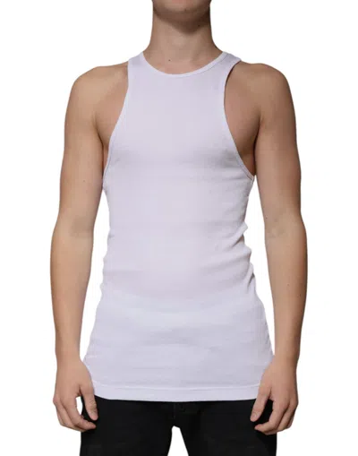 Pre-owned Dolce & Gabbana White Cotton Sleeveless Round Neck Tank Men's T-shirt ()