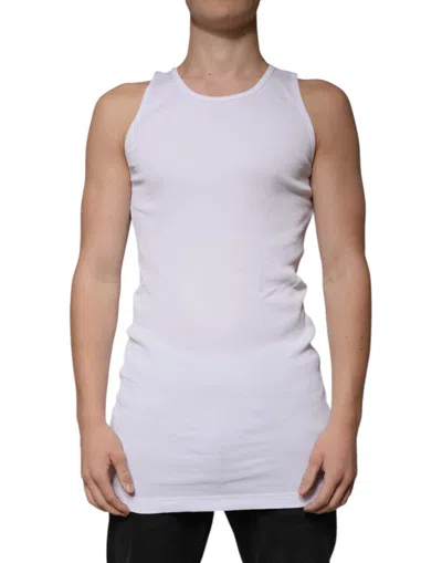 Pre-owned Dolce & Gabbana White Cotton Sleeveless Round Neck Tank Men's T-shirt ()