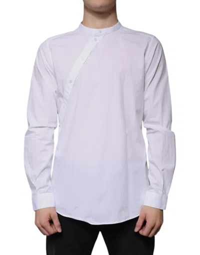 Dolce & Gabbana White Cotton Slim Fit Martini Dress Men's Shirt
