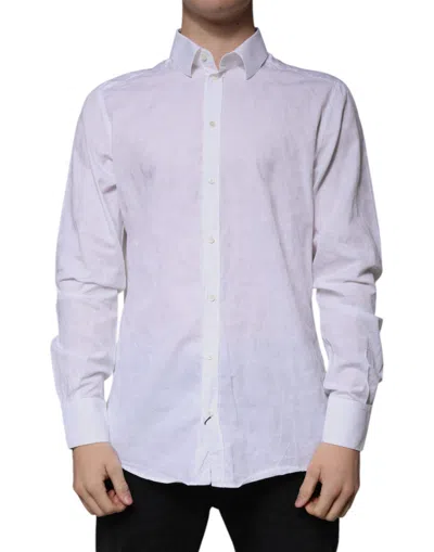 Pre-owned Dolce & Gabbana White Cotton Slim Fit Men Martini Dress Men's Shirt ()
