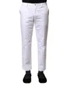 Dolce & Gabbana White Cotton Straight Logo Men Pants In White