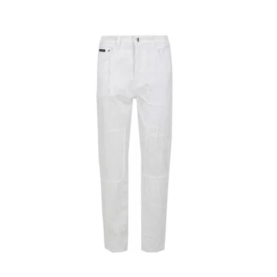 Dolce & Gabbana White Cotton Straight-leg Jeans