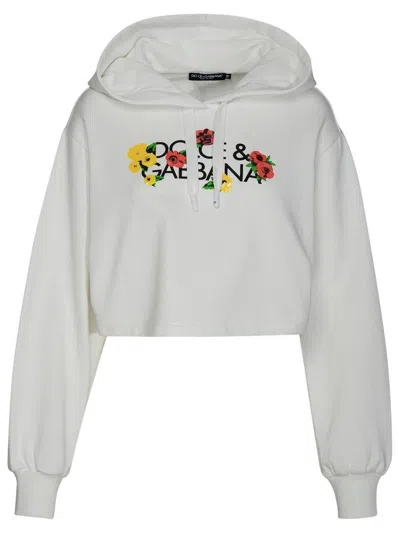 DOLCE & GABBANA DOLCE & GABBANA WHITE COTTON SWEATSHIRT