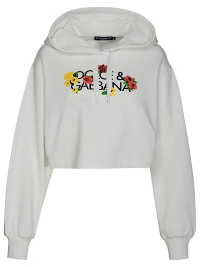 DOLCE & GABBANA DOLCE & GABBANA WHITE COTTON SWEATSHIRT WOMEN