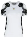 Dolce & Gabbana Jersey T-shirt With Dg Logo And Lace Details In White