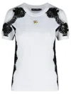 Dolce & Gabbana Jersey T-shirt With Dg Logo And Lace Details In White