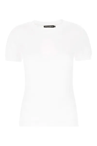 Dolce & Gabbana Embroidered Logo Crew Neck T-shirt In White