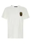 Dolce & Gabbana White Heraldic Patch Cotton T-shirt In Biancoottico