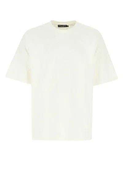 Dolce & Gabbana White Cotton T-shirt In Beis