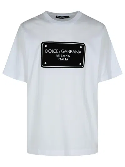Dolce & Gabbana White Cotton T-shirt Men In Multicolor