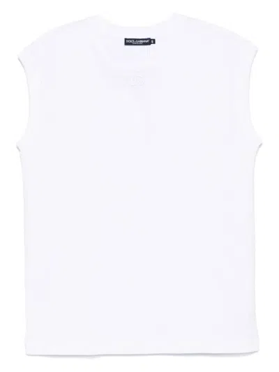 Dolce & Gabbana White Cotton T-shirt With Embroidered Logo Dolce E Gabbana