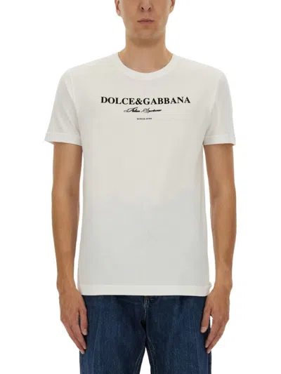 Dolce & Gabbana White Cotton T-shirt With Stylish Print
