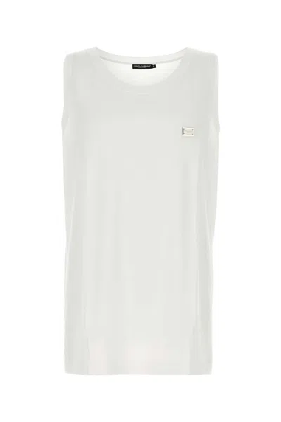 Dolce & Gabbana White Cotton Tank Top