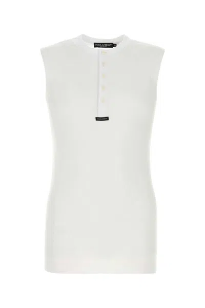 Dolce & Gabbana White Cotton Tank Top