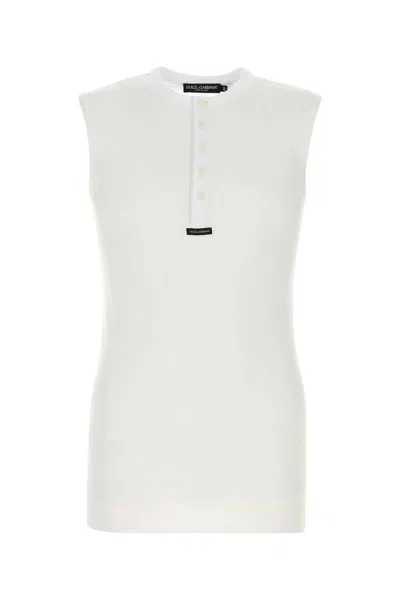 Dolce & Gabbana White Cotton Tank Top
