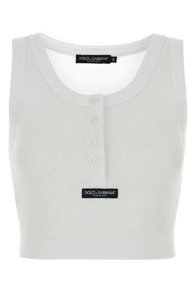 Dolce & Gabbana White Cotton Tank Top In Multi
