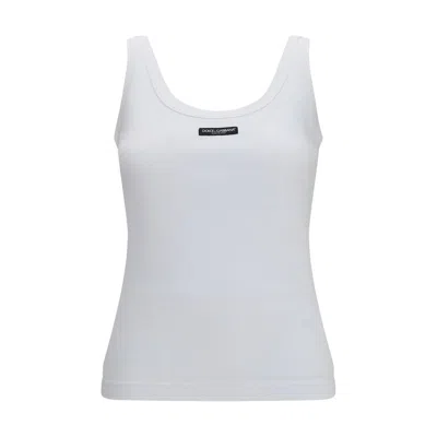 Dolce & Gabbana White Cotton Tank Tops