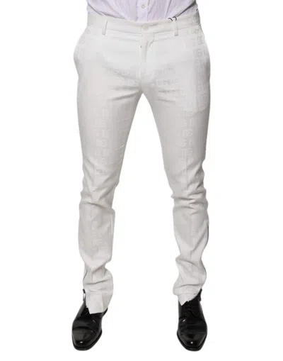 Dolce & Gabbana White Cotton Tapered Formal Dress Men's Pants