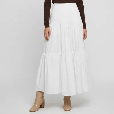 Pre-owned Dolce & Gabbana White Cotton Tiered Maxi Skirt Xs