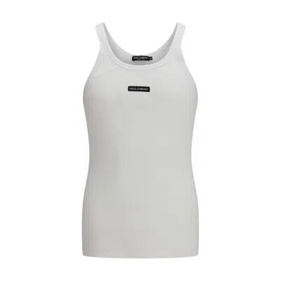 Dolce & Gabbana Cotton Printed Tank Top In White