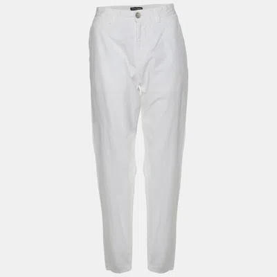 Pre-owned Dolce & Gabbana White Cotton Trouser M