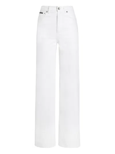DOLCE & GABBANA WHITE COTTON TROUSERS