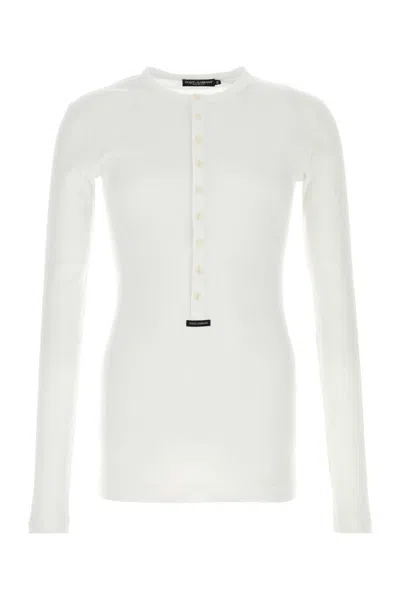 Dolce & Gabbana White Cotton T-shirt In Neutral