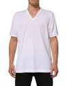 Dolce & Gabbana White Cotton V-neck Short Sleeves T-shirt In White