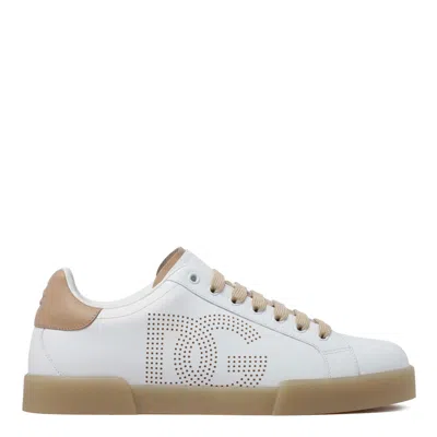 Dolce & Gabbana White Cream Viscose Sneakers