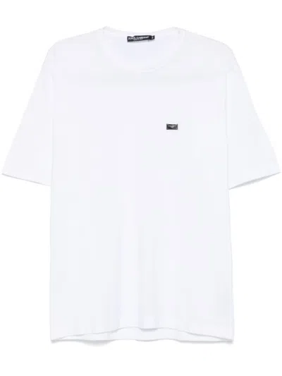DOLCE & GABBANA WHITE CREWNECK LOGO T-SHIRT