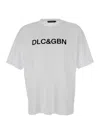 Dolce & Gabbana White Crewneck T-shirt With Contrasting Logo In Gray