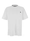 Dolce & Gabbana White Crewneck T-shirt With Logo Embroidery On The Front In Neutral