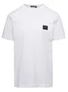 Dolce & Gabbana White Crewneck T-shirt With Logo Plate In Cotton Man