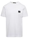 Dolce & Gabbana White Crewneck T-shirt With Logo Plate In Cotton Man In White
