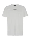 Dolce & Gabbana White Crewneck T-shirt With Signature Logo In Cotton Man