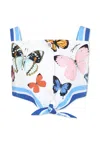 Dolce & Gabbana White Crop Top For Girl With Butterflies In White