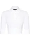 Dolce & Gabbana Cropped Fine-knit Polo Shirt In White