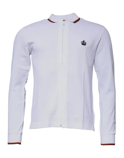 Pre-owned Dolce & Gabbana White Crown Men Full Zip Sweatshirt Men's Sweater ()