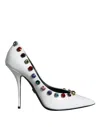 Dolce & Gabbana White Crystals Leather High Heels Pumps Shoes