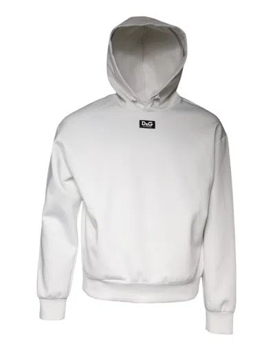 Pre-owned Dolce & Gabbana White D&g Logo Hooded Men Sweatshirt Men's Sweater ()